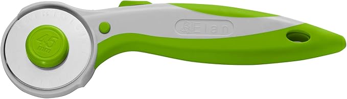 Elan 45mm Rotary Cutter for Fabric Green, Ergonomic Rotary Fabric Cutter Wheel with Built-in Blade Safety Lock, Cutting Wheels for Sewing and Quilting