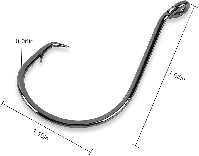 UCEC Circle Hooks Fishing Hooks 2X Strong Offset Circle Hooks Saltwater Black High Carbon Steel Octopus Catfish Fishing Hooks Fishing Gear Tackle 150pcs/ 240pcs - Size:#1 1/0 2/0 3/0 4/0 5/0 6/0 8/0