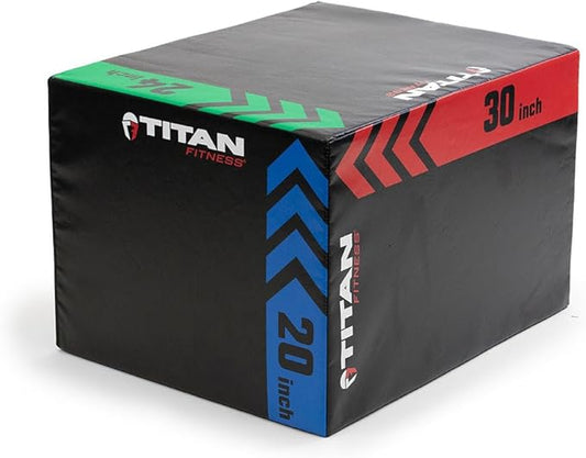 Titan Fitness Heavy Foam Plyometric Box - Pro-Duty HIIT Exercise Foam Plyo Step-Up, Box Squat, Home Garage Gym Training, Youth & Regular Sizes