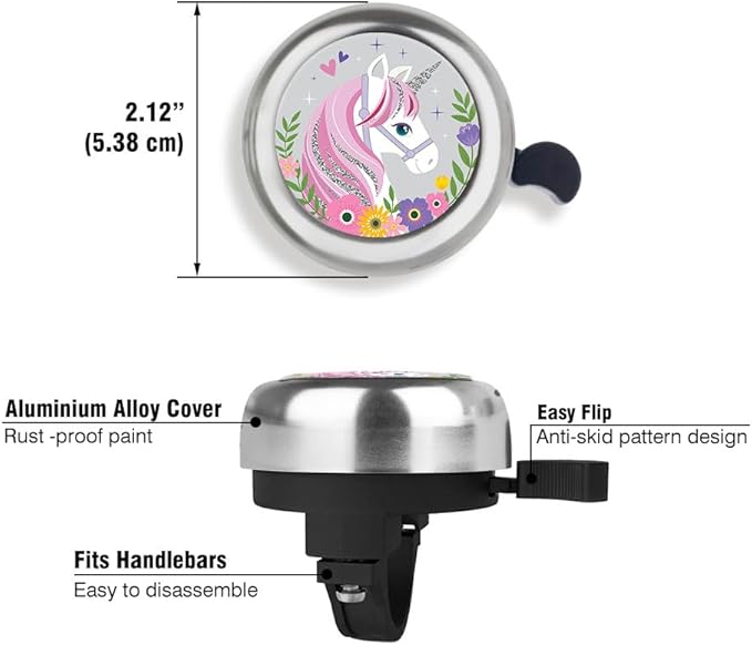 WIRESTER Silver Aluminum Round Bike Bell, Classic Ring Bicycle Bell, Bike Accessories Bell Ring for Adults Kids Girls Boys