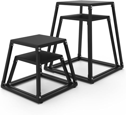 Metal Plyometric Jumping Box，12/18/24/30 Inch Steel Plyo Box for Fitness Exercise Home Gym