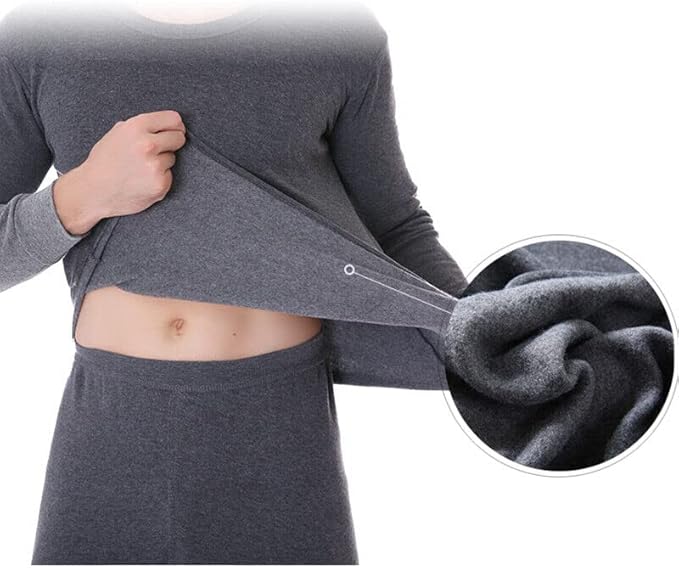 Goyoma Men Winter Fleece Lined 100% Cotton Thermal Long Johns Top Bottom Underwear Set