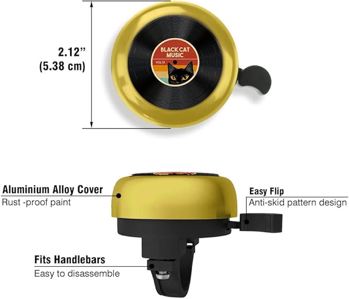 WIRESTER Gold Aluminum Round Bike Bell, Classic Ring Bicycle Bell, Bike Accessories Bell Ring for Adults Kids Girls Boys