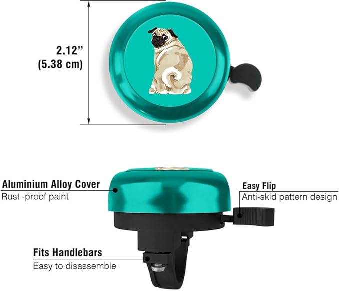 WIRESTER Green Aluminum Round Bike Bell, Classic Ring Bicycle Bell, Bike Accessories Bell Ring for Adults Kids Girls Boys