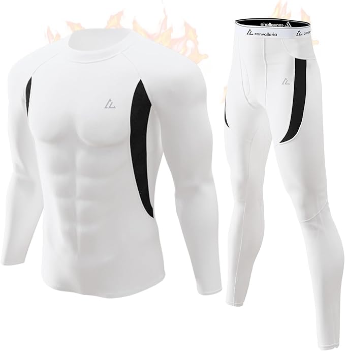 CL convallaria Mens Thermal Underwear Set with Fly Long Johns Base Layer Winter Hunting Gear Sport Top and Bottom