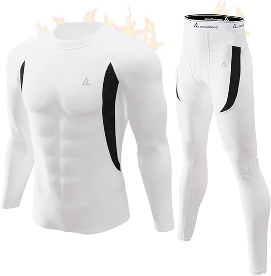 CL convallaria Mens Thermal Underwear Set with Fly Long Johns Base Layer Winter Hunting Gear Sport Top and Bottom
