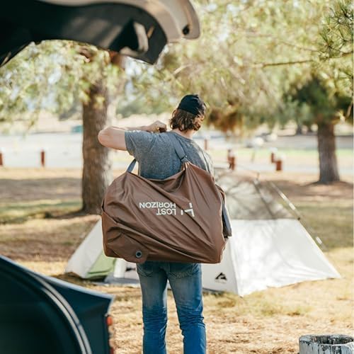 LOSTHORIZON Air & Foam Camping Mattress, Self-Inflating Sleeping Pad, 4.5" Thick, with Pump Sack, Queen