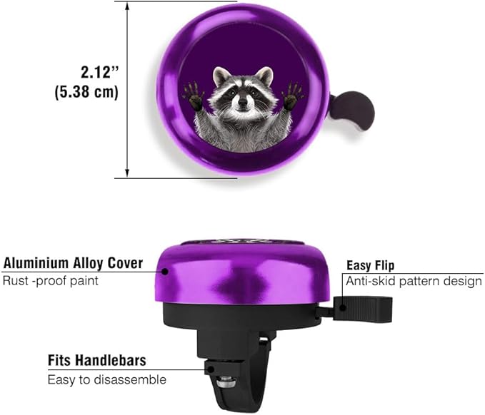 WIRESTER Purple Aluminum Round Bike Bell, Classic Ring Bicycle Bell, Bike Accessories Bell Ring for Adults Kids Girls Boys
