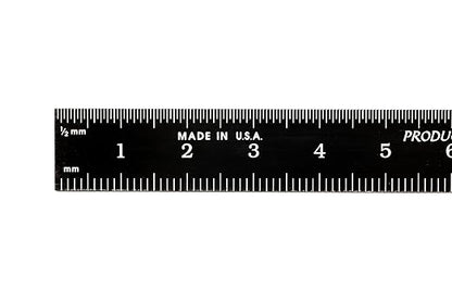 PEC Tools 6" x150mm Stainless Steel Ruler, 1/50" Thick X 1/2" Wide, Dual-Sided Accuracy of 0.5mm and 1mm, Clear Graduations, High Contrast, Made in USA