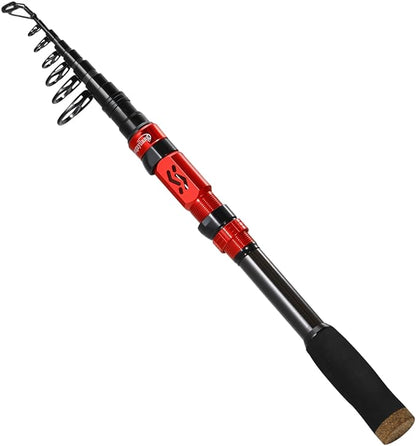 Sougayilang Portable Telescopic Fishing Rod with Carbon Fiber Material and Precision Carved Reel Seat - Suitable for Saltwater and Freshwater Fishing