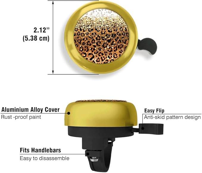 WIRESTER Gold Aluminum Round Bike Bell, Classic Ring Bicycle Bell, Bike Accessories Bell Ring for Adults Kids Girls Boys