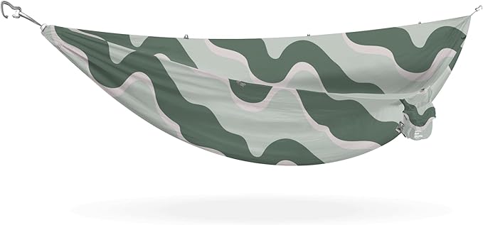 KAMMOK: Roo Double Hammock | Made from Strong & 100% Recycled Water Resistant Ripstop Fabric | Comfortable, Packable, Lightweight (Lifetime Adventure Grade Warranty), Ocean Print
