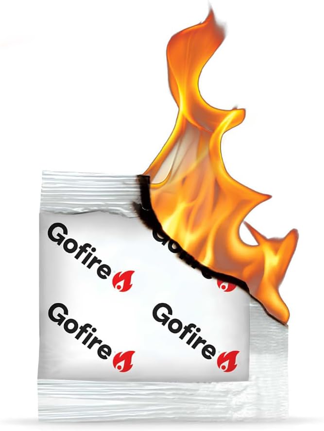 GOFIRE Travel Fire Starter for Camping, Hiking, Backpacking | Uses: Grill, Campfire, Fireplace, Wood Stove | All Purpose, Portable, Waterproof | Heat During Cold Rain & Snow | 50 Pieces