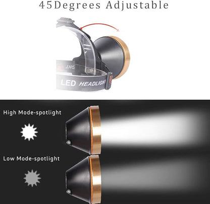 Super Bright Rechargeable Coon Hunting Headlamp, LED Spotlight Head Torch with Power Supply, Waterproof Headlight Flashlight for Outdoor Hunting, Fishing, Hiking, Camping, Night Work