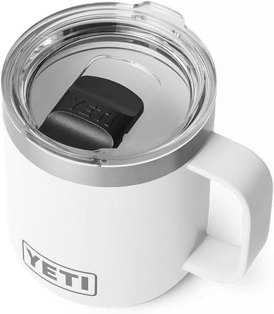 YETI Rambler 10 oz Ceramic Lined Stackable Mug, Vacuum Insulated, Stainless Steel with MagSlider Lid, White