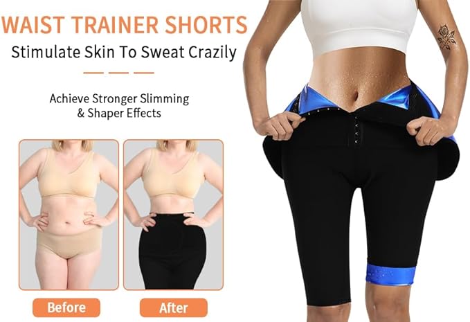 Sauna Pants Women Sweat Capris Slimming Leggings,Mesh Crotch,High Waist Workout Body Shaper Suits