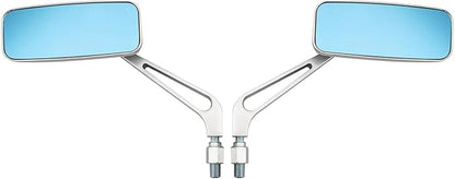 Motorcycle 8mm 10mm Rectangle Rear View Side Mirrors Chrome for Cruiser Chopper Honda Yamaha Suzuki