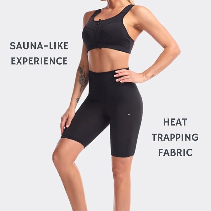 Nano Hertz Sauna Sweat Suit Shapewear Shorts Pockets Waist Trainer Body Sweatsuit Exercise Fitness Gym Women Girl
