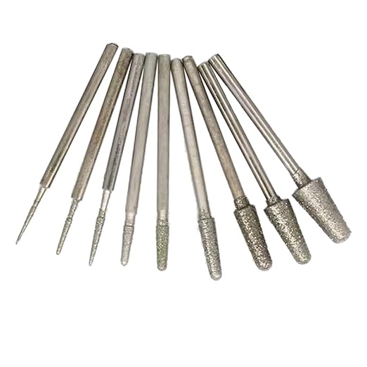 𝐋𝐮𝐨 𝐤𝐞 10 Pcs Ball Nosed Cone Shape Diamond Burr, 3/32'' Shank Stone Carving Bits Rock Setting Burs for Rotary Tools