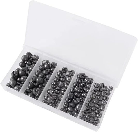 100PCS Fishing Weights Sinkers, Premium Split Shot Fishing Weights Sinkers, Round Removable Fishing Sinkers, 5 Sizes, Including 0.06/0.05/0.04/0.02/0.01ounce(Small)