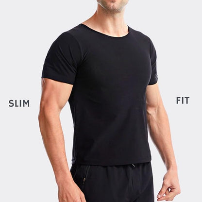 Nano Hertz Sauna Sweat Suit Weight Loss Shapewear Top Shirt Waist Vest Trainer Workout Exercise Fitness Gym Short Sleeves Men