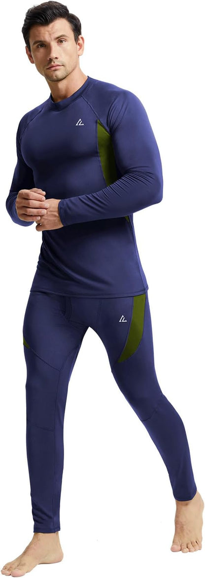 CL convallaria Mens Thermal Underwear Set with Fly Long Johns Base Layer Winter Hunting Gear Sport Top and Bottom