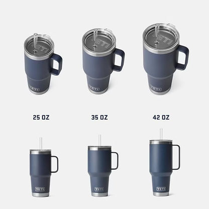 YETI Rambler 25 oz Tumbler with Handle and Straw Lid, Travel Mug Water Tumbler, Vacuum Insulated Cup with Handle, Stainless Steel, Wetlands Brown