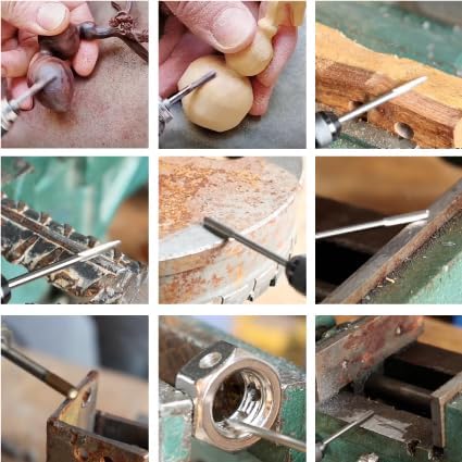 Mini Carbide Burrs Set 1/8’’ Shank Solid Tungsten Carbide Burrs with 1/8’’ Cutting Head Double Cut Rotary File for Die Grinder Rotary Drill Tool 20pcs for Carving Grinding Engraving Polishing Bit