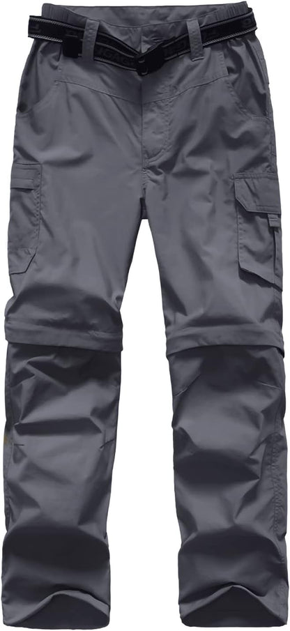 JOMLUN Boy’s Scout Pants Convertible Hiking Quick Dry Zip Off Pants Outdoor Climbing Casual Trouser Kids Youth Cargo Pants