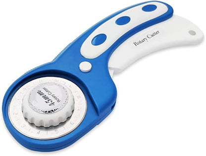 Headley Tools 45mm Rotary Cutter with 5pcs Extra Rotary Blades, Ergonomic Rolling Cutter with Safety Lock for Fabric, Sewing, Quilting, Cloth, Paper, Leather, Crafting, Fabric Rotary Cutter(Navy Blue)