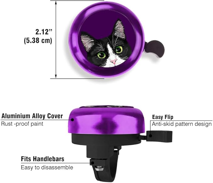 WIRESTER Purple Aluminum Round Bike Bell, Classic Ring Bicycle Bell, Bike Accessories Bell Ring for Adults Kids Girls Boys