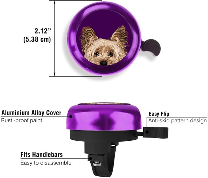 WIRESTER Purple Aluminum Round Bike Bell, Classic Ring Bicycle Bell, Bike Accessories Bell Ring for Adults Kids Girls Boys