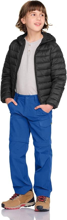 CQR Kids Youth Hiking Cargo Pants, UPF 50+ Quick Dry Convertible Zip Off Pants, Outdoor Camping Pants