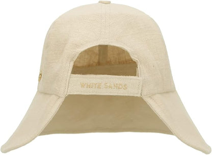 WHITE SANDS MOJA Linen Victorian Bonnet Hat Sun Cap, Foldable Summer Visor | New Katy