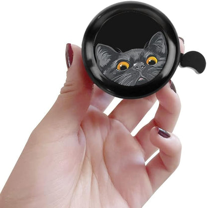 WIRESTER Black Aluminum Round Bike Bell, Classic Ring Bicycle Bell, Bike Accessories Bell Ring for Adults Kids Girls Boys - Dog Cat Animal Cute Records