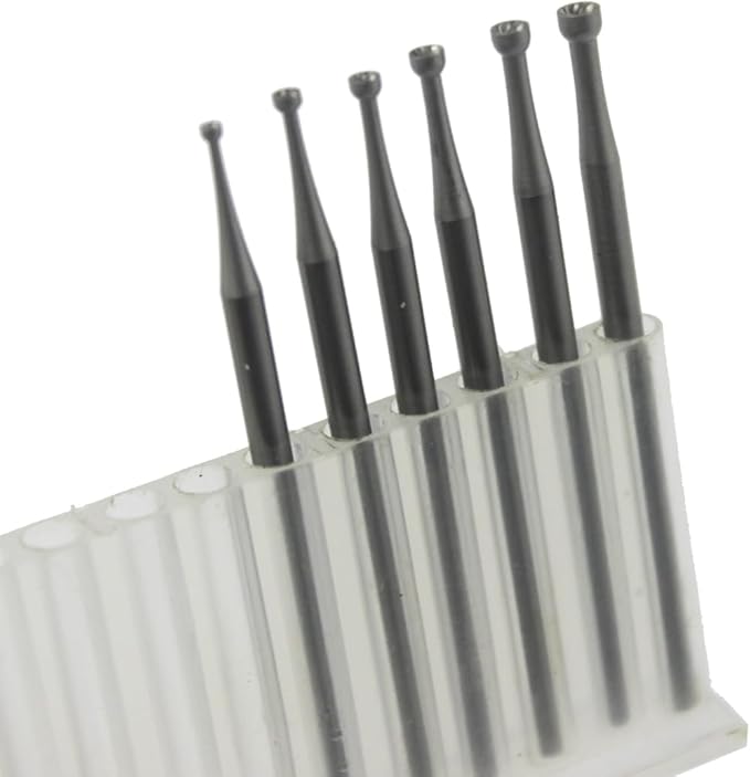 𝐋𝐮𝐨 𝐤𝐞 6 Pcs Round Cup Burr - 3/32'' Shank Jewelry Making Burs Wire Rounding Bits Wire Rounder for Lapidary 010-023