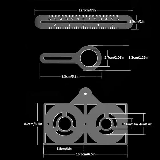 FJNATINH FJNATINH Multi Angle Measuring Ruler, 16-Sided Angle Measurement Tool with Hole Punch Locator, Aluminum Alloy Adjustable Multi-Function Bend Ruler (16-Sided)