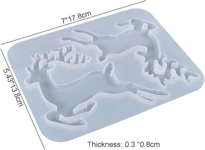 2 Pieces Deer Christmas Resin Molds Silicone, 4 Cavities Large Elk Christmas Ornament Silicone Molds for Family Christmas Tree Decorations, Gifts, Resin Art Craft, Keychains