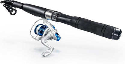 Fishing Pole Set, 2PACK Fishing Rod Combo with Telescopic Fishing Pole Spinning Reels Fishing Lures Fishing Pliers and Travel Bag for Travel Saltwater Freshwater Beginner 2.1m/ 6.89ft