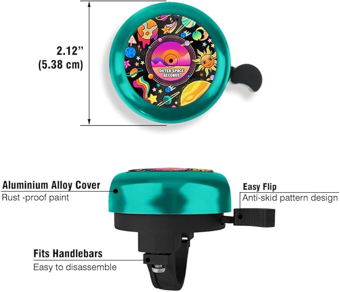 WIRESTER Green Aluminum Round Bike Bell, Classic Ring Bicycle Bell, Bike Accessories Bell Ring for Adults Kids Girls Boys