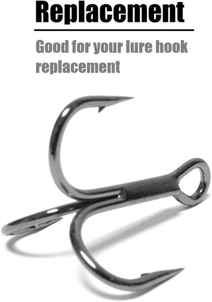 Fishing Hooks Treble Hooks for Hook Upgrade Cutting Blade 4X Strong Short Shank Black Nickle