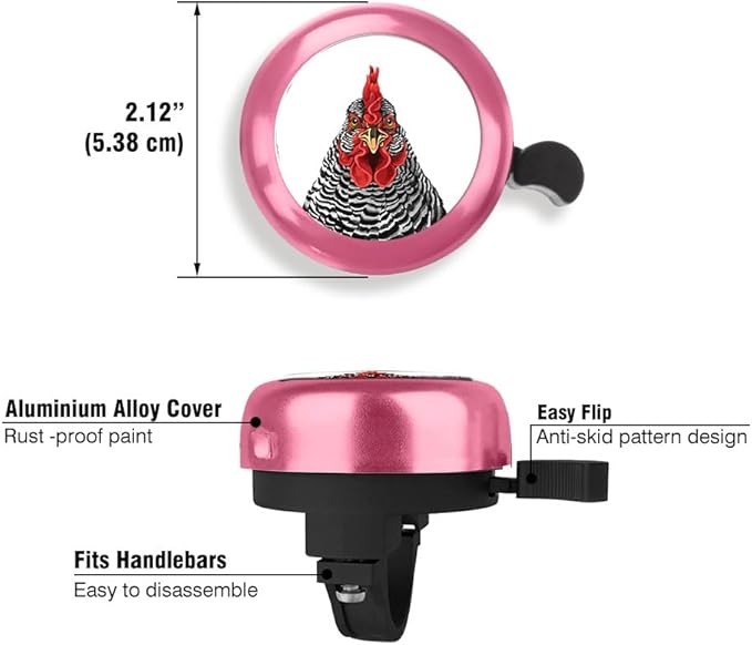 WIRESTER Pink Aluminum Round Bike Bell, Classic Ring Bicycle Bell, Bike Accessories Bell Ring for Adults Kids Girls Boys - Animals