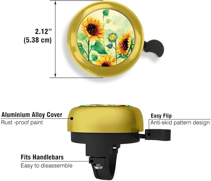 WIRESTER Gold Aluminum Round Bike Bell, Classic Ring Bicycle Bell, Bike Accessories Bell Ring for Adults Kids Girls Boys