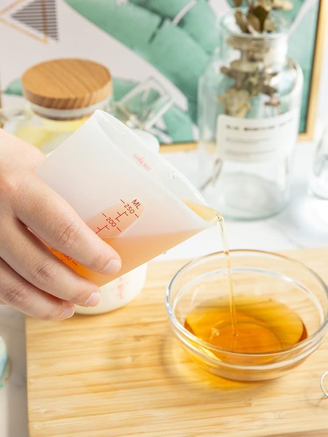 3 PCS Silicone Flexible Measuring Cups,Melting Cups for Epoxy Resin,Butter,Chocolate and More,Squeeze and Pour Silicone Measuring Cup with Marking Ounce/ML