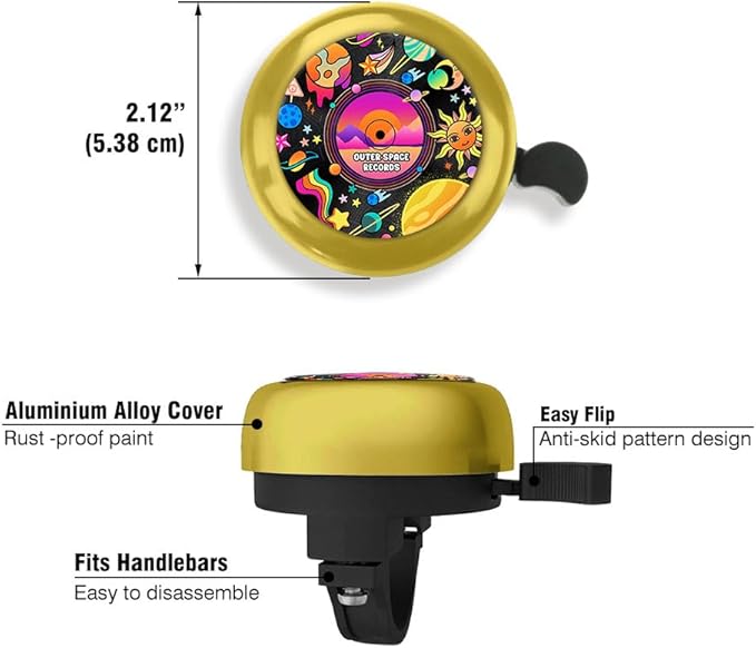 WIRESTER Gold Aluminum Round Bike Bell, Classic Ring Bicycle Bell, Bike Accessories Bell Ring for Adults Kids Girls Boys