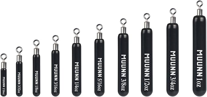 10 Pack Tungsten Free Rig Skinny Drop Shot Weights,Raindrop Free Rig Fishing Sinkers kit for Drop Shot Rig