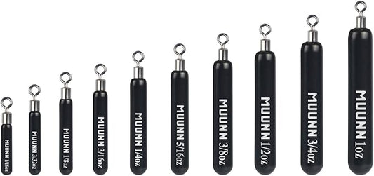 10 Pack Tungsten Free Rig Skinny Drop Shot Weights,Raindrop Free Rig Fishing Sinkers kit for Drop Shot Rig