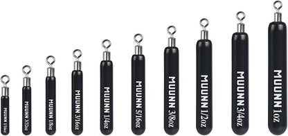 10 Pack Tungsten Free Rig Skinny Drop Shot Weights,Raindrop Free Rig Fishing Sinkers kit for Drop Shot Rig