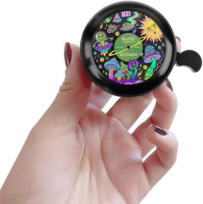 WIRESTER Black Aluminum Round Bike Bell, Classic Ring Bicycle Bell, Bike Accessories Bell Ring for Adults Kids Girls Boys - Dog Cat Animal Cute Records