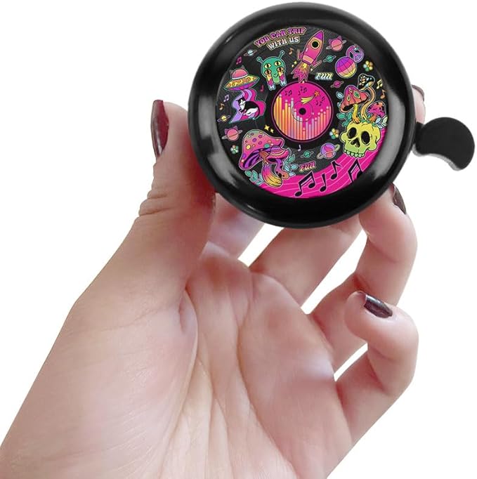 WIRESTER Black Aluminum Round Bike Bell, Classic Ring Bicycle Bell, Bike Accessories Bell Ring for Adults Kids Girls Boys - Dog Cat Animal Cute Records